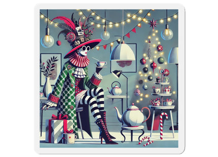 Whimsical Christmas Tea Party Die-Cut Magnets (5 Sizes)
