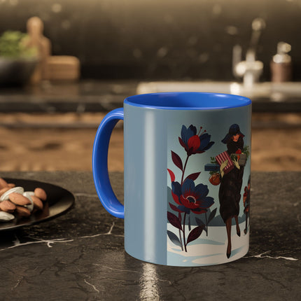 🎁🌺 The Christmas Gift Garden Stroll Colorful Mug – Art Deco Holiday Fantasy