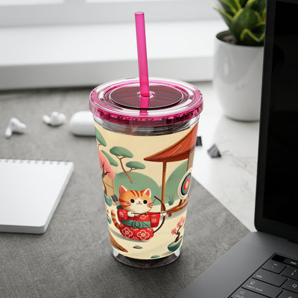 Archer Kitten in the Zen Garden Sunsplash Tumbler with Straw, 16oz