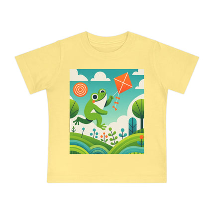 Young Frog’s Kite Adventure Baby T-Shirt – A Sky Full of Play