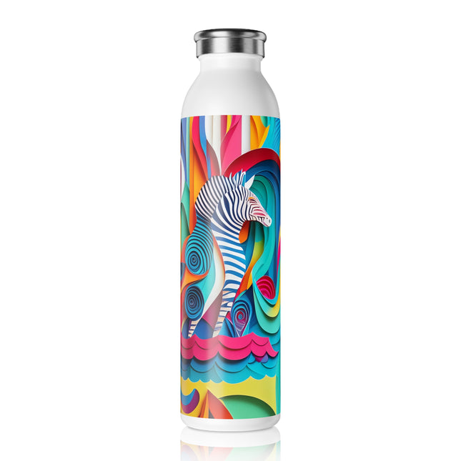 Surfing Zebra Slim Water Bottle