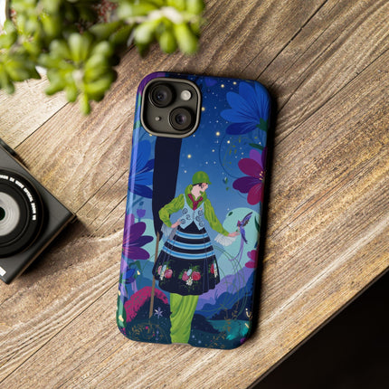 🌸🐦 The Lady Of The Midnight Bird Garden Phone Case – Art Deco Floral Fantasy