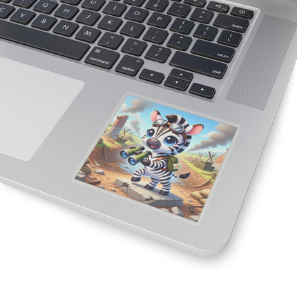 🦓🔭 The Zebra Lookout Kiss-Cut Sticker – Adventure, Curiosity & Explorer Spirit