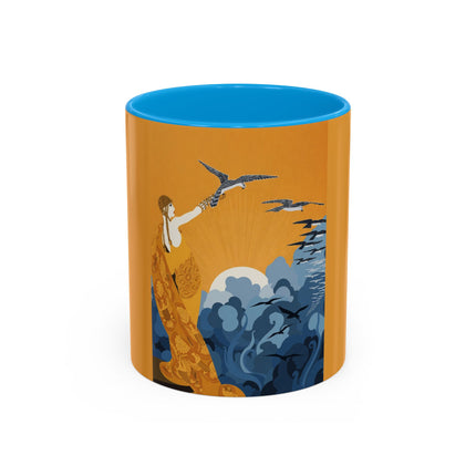 Falcon Mistress Colorful Mugs – Art Deco Majesty & Mythic Freedom