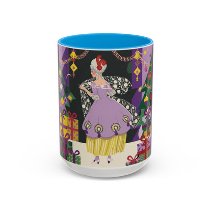 🎁✨ The Lavender Christmas Masquerade Colorful Mug – Art Deco Holiday Fantasy