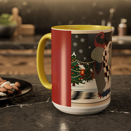 ❄️✨ The Winter Couture Promenade Colorful Mug – Art Deco Holiday Elegance