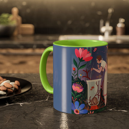 The Lady Of The Enchanted Aquarium Colorful Mugs – Art Deco Aquatic Elegance