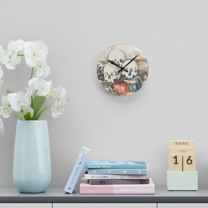 The Three Skulls by Paul Cézanne Acrylic Wall Clock, Round and Square