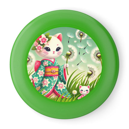 Geisha Kitten and the Dandelion Wish Wham-O Frisbee – Gentle Wishes & Whispering Winds