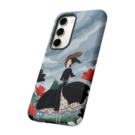 🌧️🌺 The Stormy Flower Walk Phone Case – Art Deco Floral Fashion