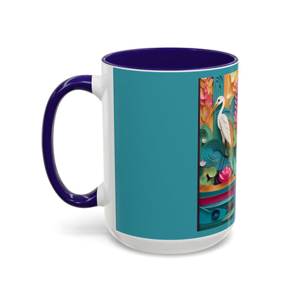 Elegant Egret Oasis Colorful Mugs (11oz, 15oz)