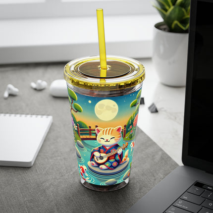 Melodic Kitten by the Koi Pond Sunsplash Tumbler with Straw, 16oz
