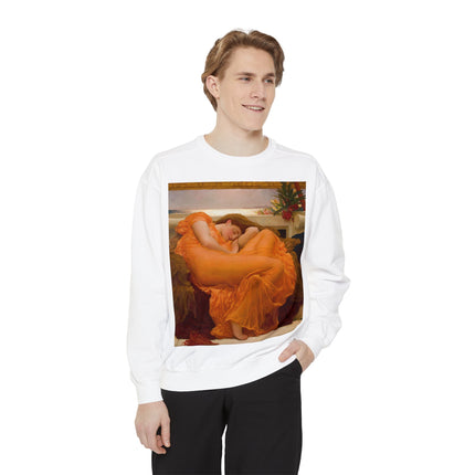 Flaming June by Frederic Leighton Unisex Garment-Dyed Sweatshirt