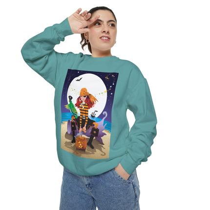 Moonlit Pirate Halloween Unisex Garment-Dyed Sweatshirt