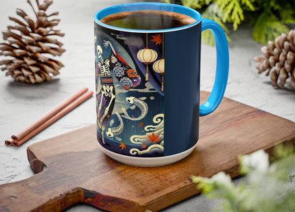 Skeleton Kabuki Performer Colorful Mugs (11oz, 15oz)
