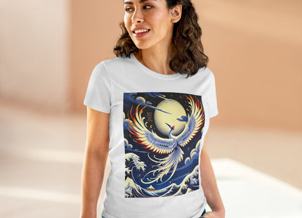 Majestic White Crane Women's Midweight Cotton Tee
