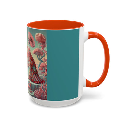 Cherry Blossom Courtesans & Crimson Crab Colorful Mug – Imperial Elegance & Playful Charm