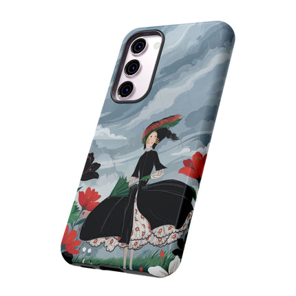 🌧️🌺 The Stormy Flower Walk Phone Case – Art Deco Floral Fashion