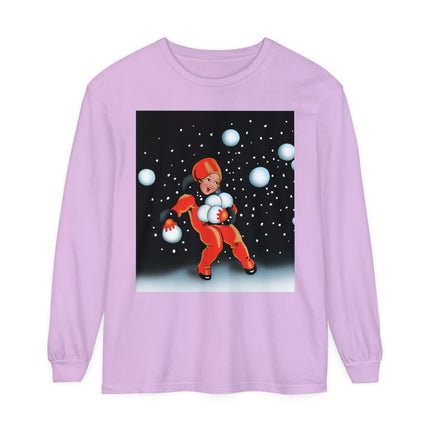 Festive Snowball Unisex Garment-dyed Long Sleeve T-Shirt