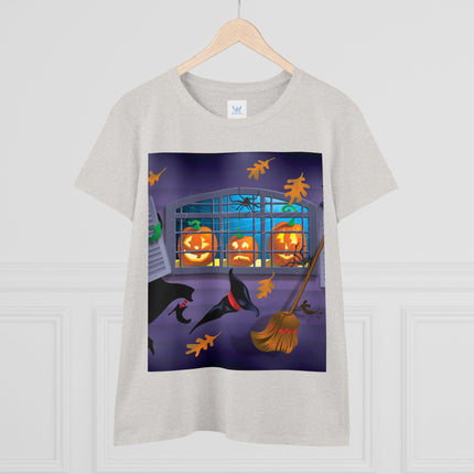 Whimsical Halloween Mischief Women's Midweight Cotton Tee