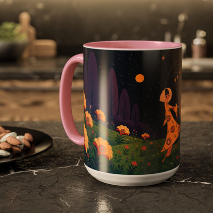 🌙🌼 The Moonlit Floral Dancer Colorful Mug – Art Deco Garden Fantasy