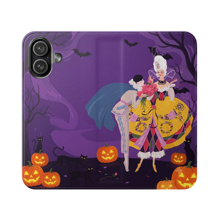 🎭🌹 The Harlequin Rose Masquerade Flip Case – Theatrical Halloween Romance