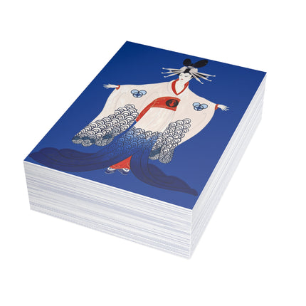 🌊👘 The Lady Of The Blue Waves Postcard Bundles – Art Deco Fashion Elegance