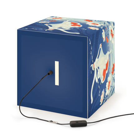 ❄️⛸️ The Winter Skater’s Flight Light Cube Lamp – Art Deco Floral Fantasy