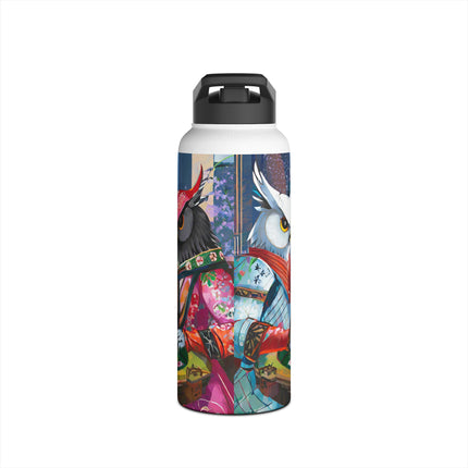 Cyberpunk Owl & Raven Stainless Steel Water Bottle
