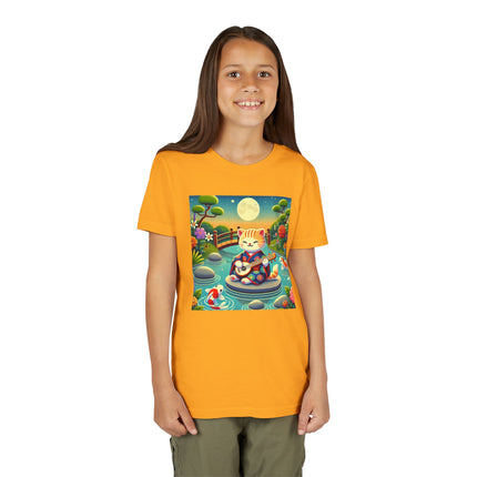 Melodic Kitten by the Koi Pond Youth Short Sleeve Tee