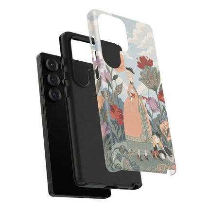 🌹🐈 The Lady And Puss In Boots Phone Case – Art Deco Floral Whimsy