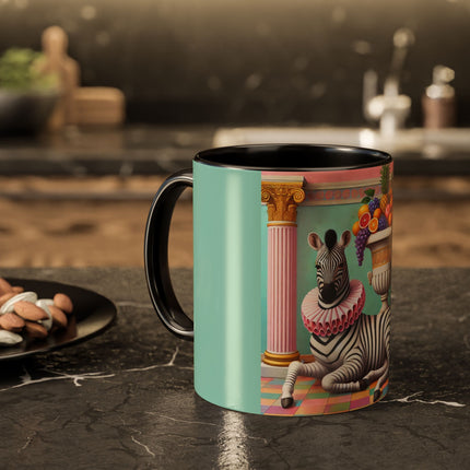 Still Life with Zebra, Fruit, and Pink Columns Colorful Mugs (11oz, 15oz)