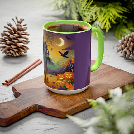 🌙🎃 The Scarecrow Of Haunted Hollow Colorful Mug – Whimsical Halloween Mystery