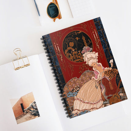 🎀🐈 The Lady Of The Chinoiserie Salon Spiral Notebook – Art Deco Fashion Illustration