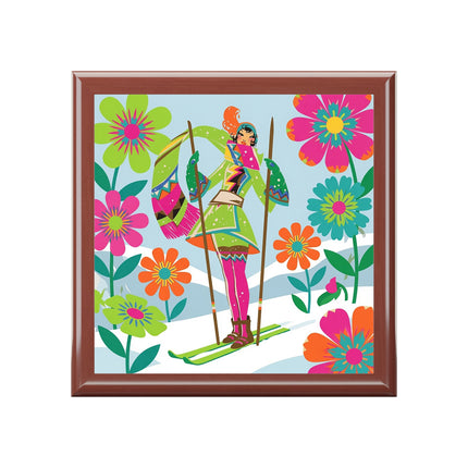 🎿🌸 The Winter Flower Adventurer Jewelry Box – Colorful Ski Fantasy