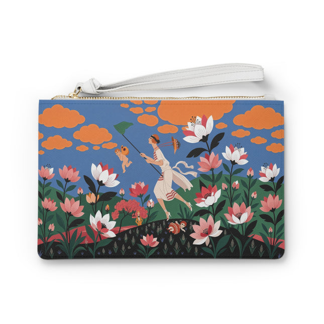 🪁🌺 The Lady Of The Flying Garden Clutch Bag – Art Deco Floral Fantasy