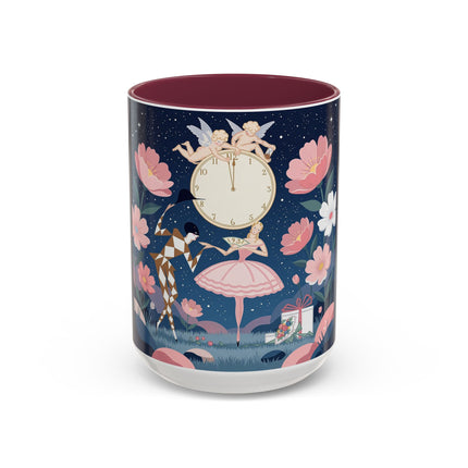 🕛🌸 Midnight Waltz Before Christmas Colorful Mug – Art Deco Holiday Fantasy