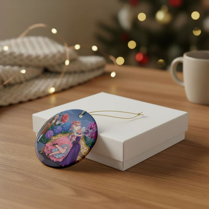 🌹💜 The Secret Embrace Ceramic Ornament – Art Deco Floral Romance