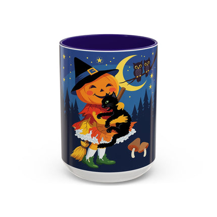 🎃🐈‍⬛ The Little Pumpkin Witch And Her Black Cat Colorful Mug – Whimsical Halloween Charm