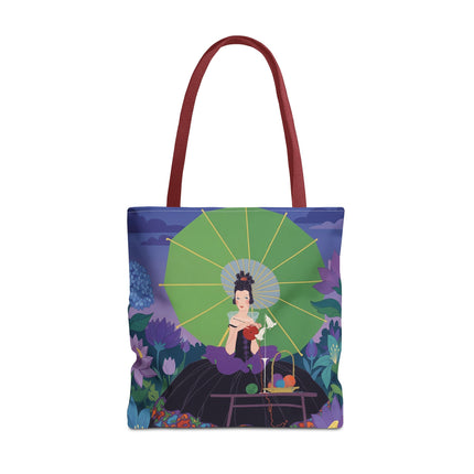 🧶🌸 The Lady Of The Enchanted Knitting Garden Tote Bag – Art Deco Floral Fantasy