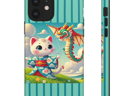 Geisha Kitten and the Dragon Kite Phone Cases