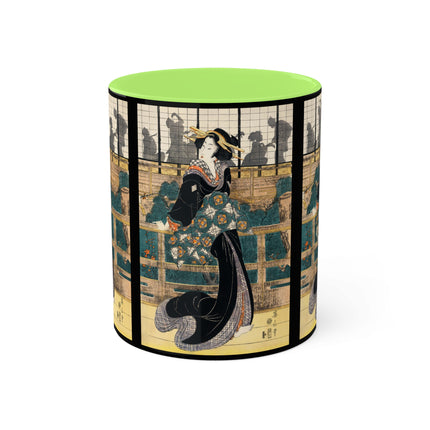 Japanese woman woodcut print by Kikukawa Eizan Colorful Mugs, 11oz