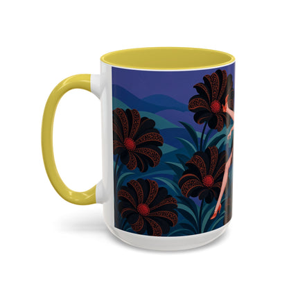 🖤🌺 The Midnight Floral Acrobat Colorful Mug – Art Deco Fashion Whimsy