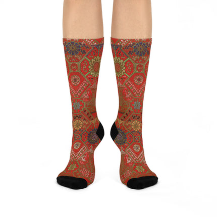 Japanese Fan Pattern by G.A. Audsley Cushioned Crew Socks