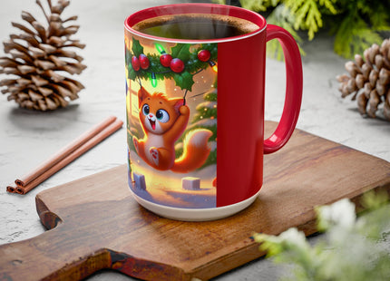 Naughty or Nice Kitten Christmas Colorful Mugs (11oz, 15oz)