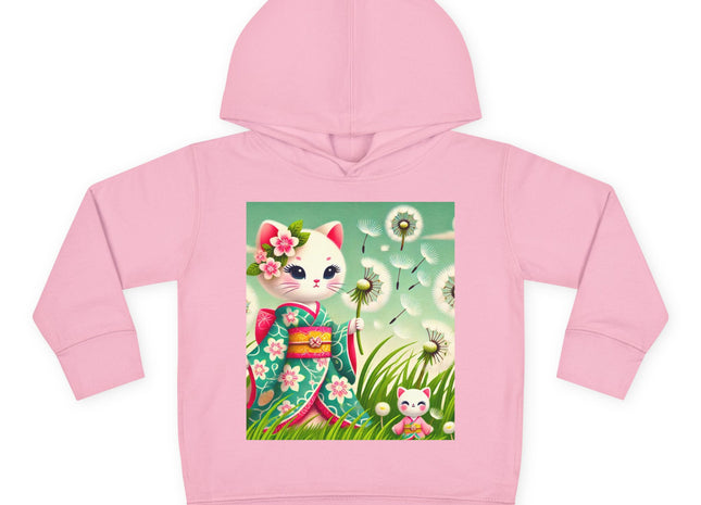 Geisha Kitten and the Dandelion Wish Toddler Pullover Fleece Hoodie