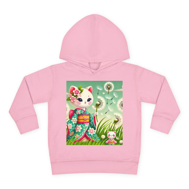 Geisha Kitten and the Dandelion Wish Toddler Pullover Fleece Hoodie
