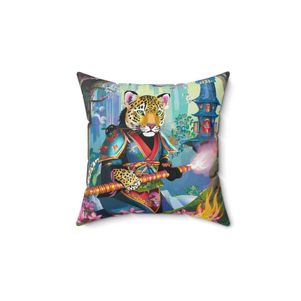 Cyberpunk Leopard Spun Polyester Square Pillow