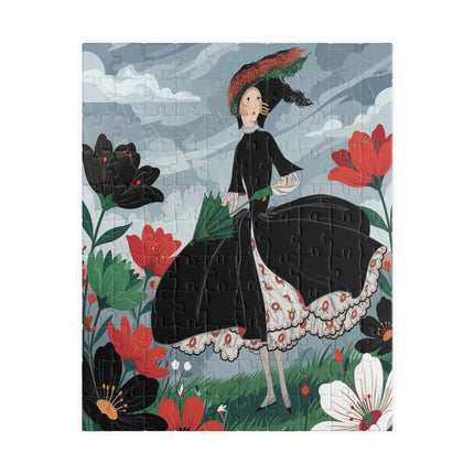 🌧️🌺 The Stormy Flower Walk Puzzle – Art Deco Floral Fashion