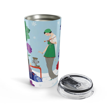 🪷❄️ The Lady Of The Winter Lotus Ceremony Tumbler – Art Deco Garden Elegance